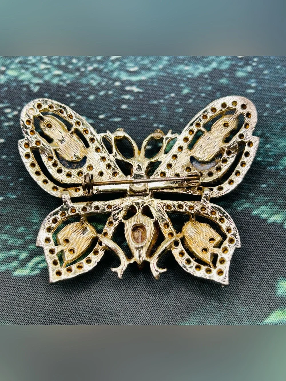 Five Piece Assorted Butterfly Brooch Pin Set - Multicolor Metals Gold Monet Sign